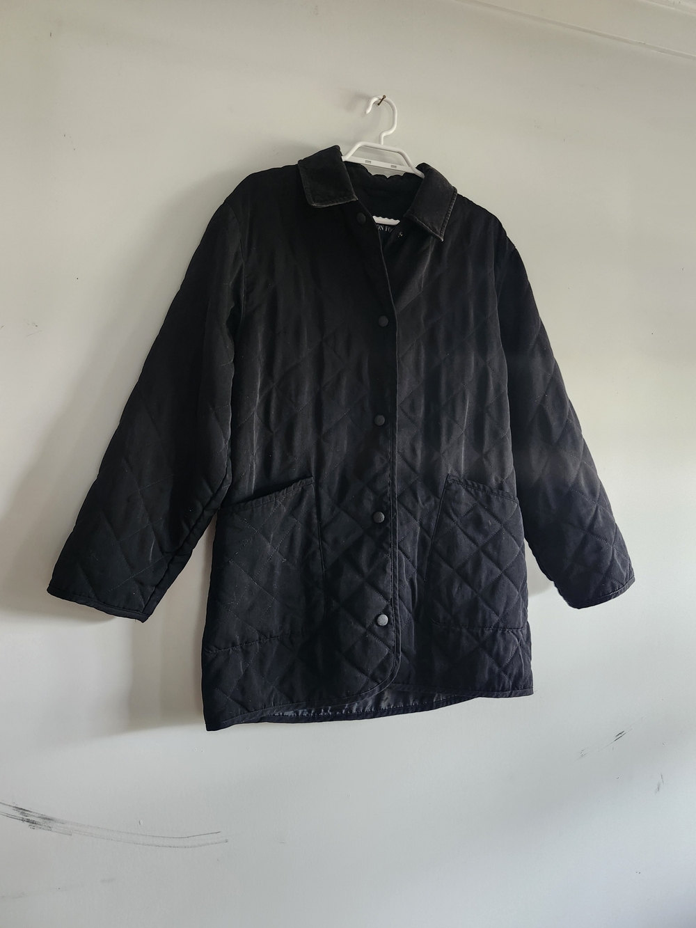 London Fog Black Quilted Snap-Front Puffer Jacket